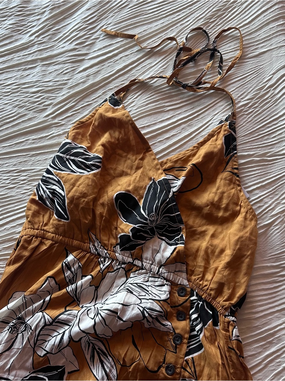 NWT O'Neill Rubia - Mustard Floral Wrap Maxi Dress - Picture 6 of 7